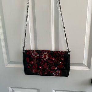 Torrid Black and Red Floral Clutch